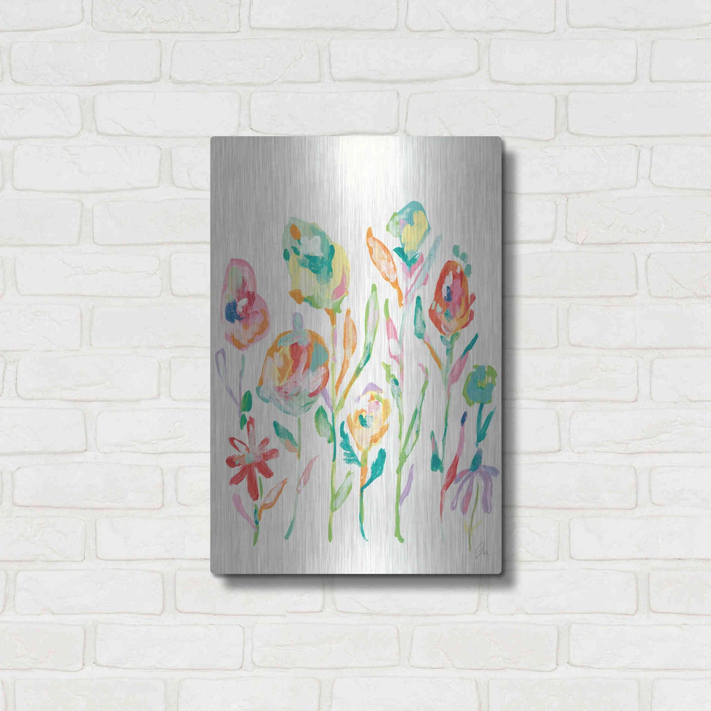 Luxe Metal Art 'Mod Flowers I' by Jessica Mingo, Metal Wall Art,16x24