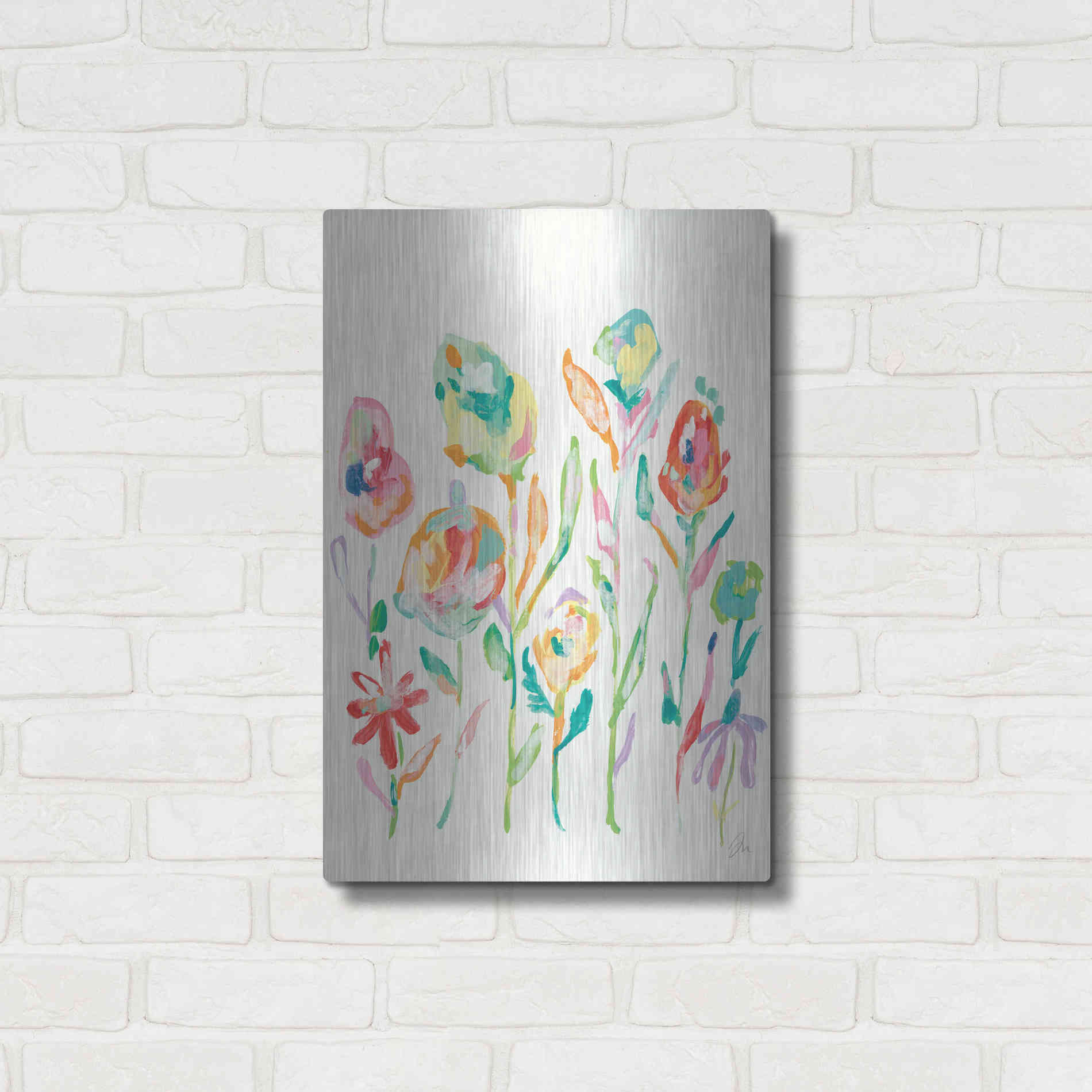Luxe Metal Art 'Mod Flowers I' by Jessica Mingo, Metal Wall Art,16x24