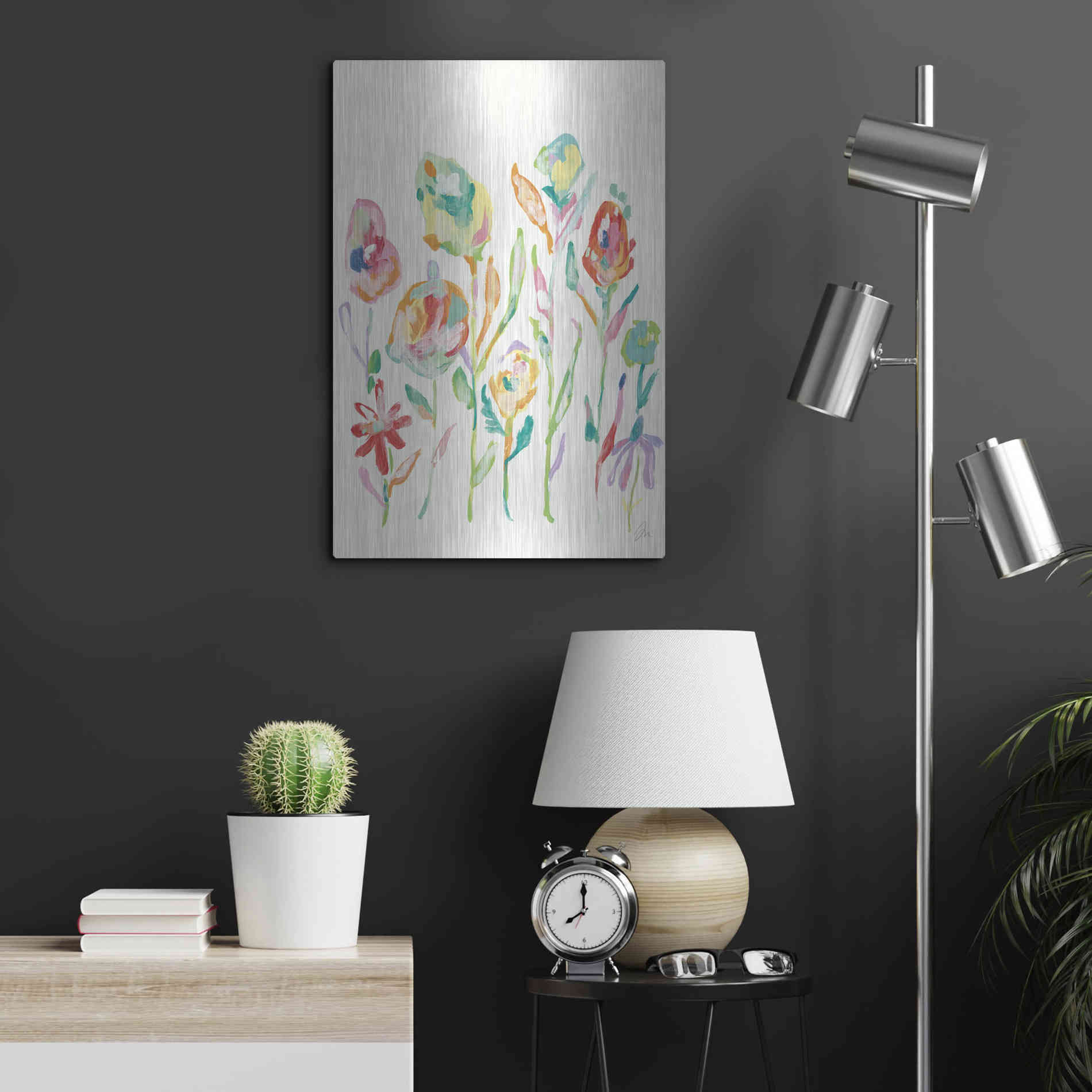 Luxe Metal Art 'Mod Flowers I' by Jessica Mingo, Metal Wall Art,16x24
