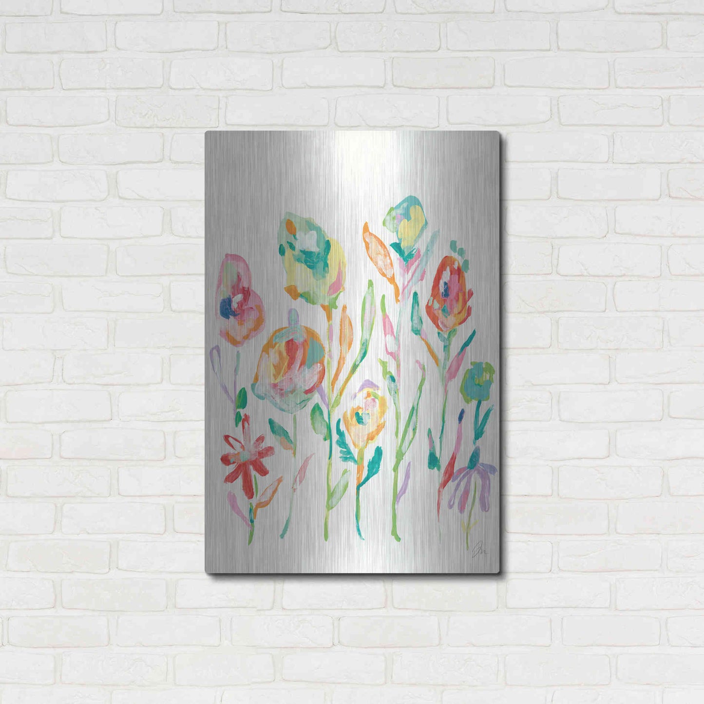 Luxe Metal Art 'Mod Flowers I' by Jessica Mingo, Metal Wall Art,24x36
