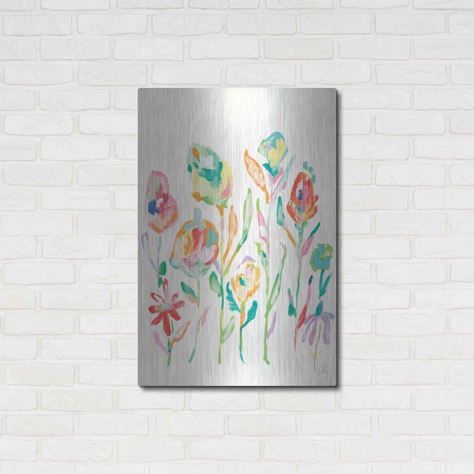 Luxe Metal Art 'Mod Flowers I' by Jessica Mingo, Metal Wall Art,24x36