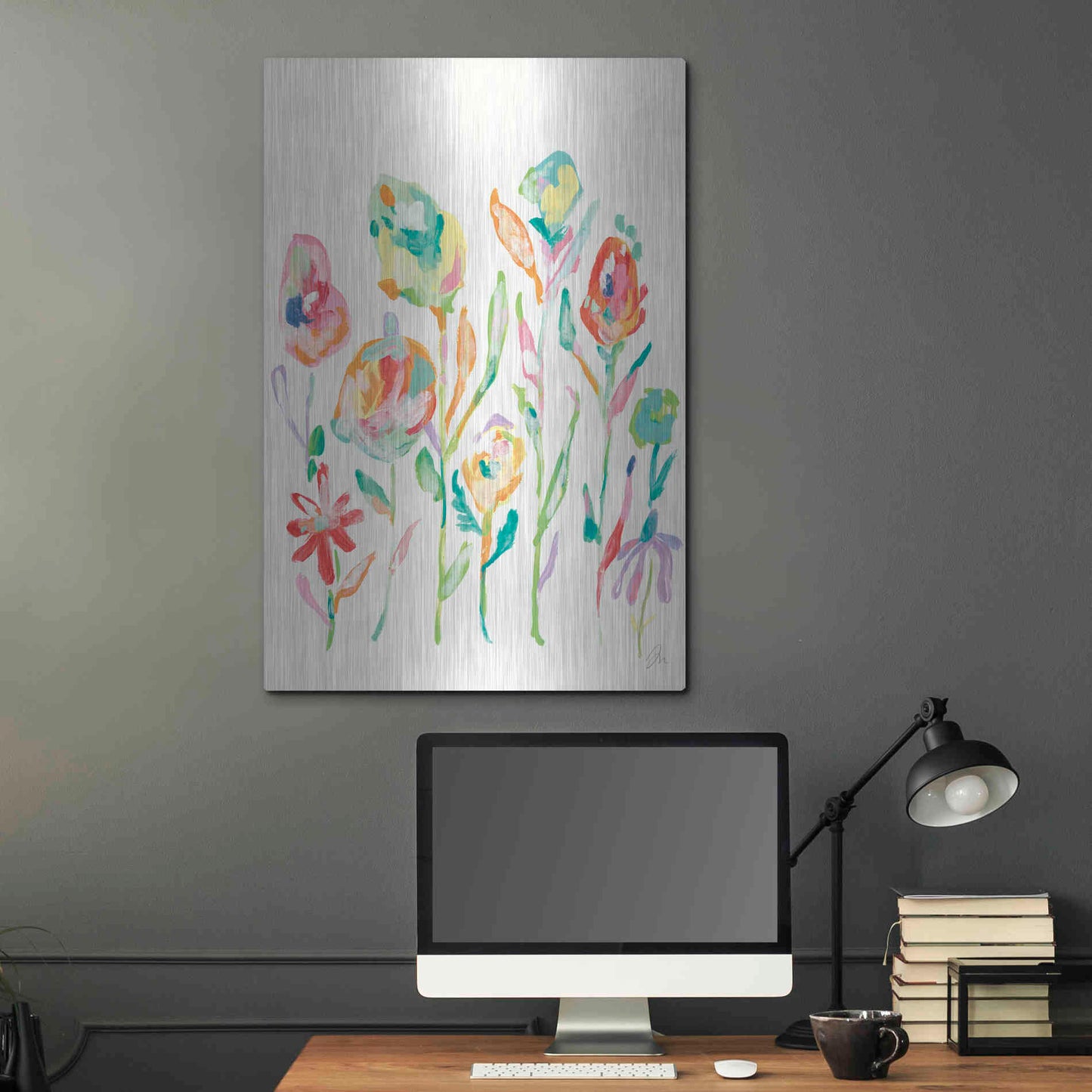 Luxe Metal Art 'Mod Flowers I' by Jessica Mingo, Metal Wall Art,24x36