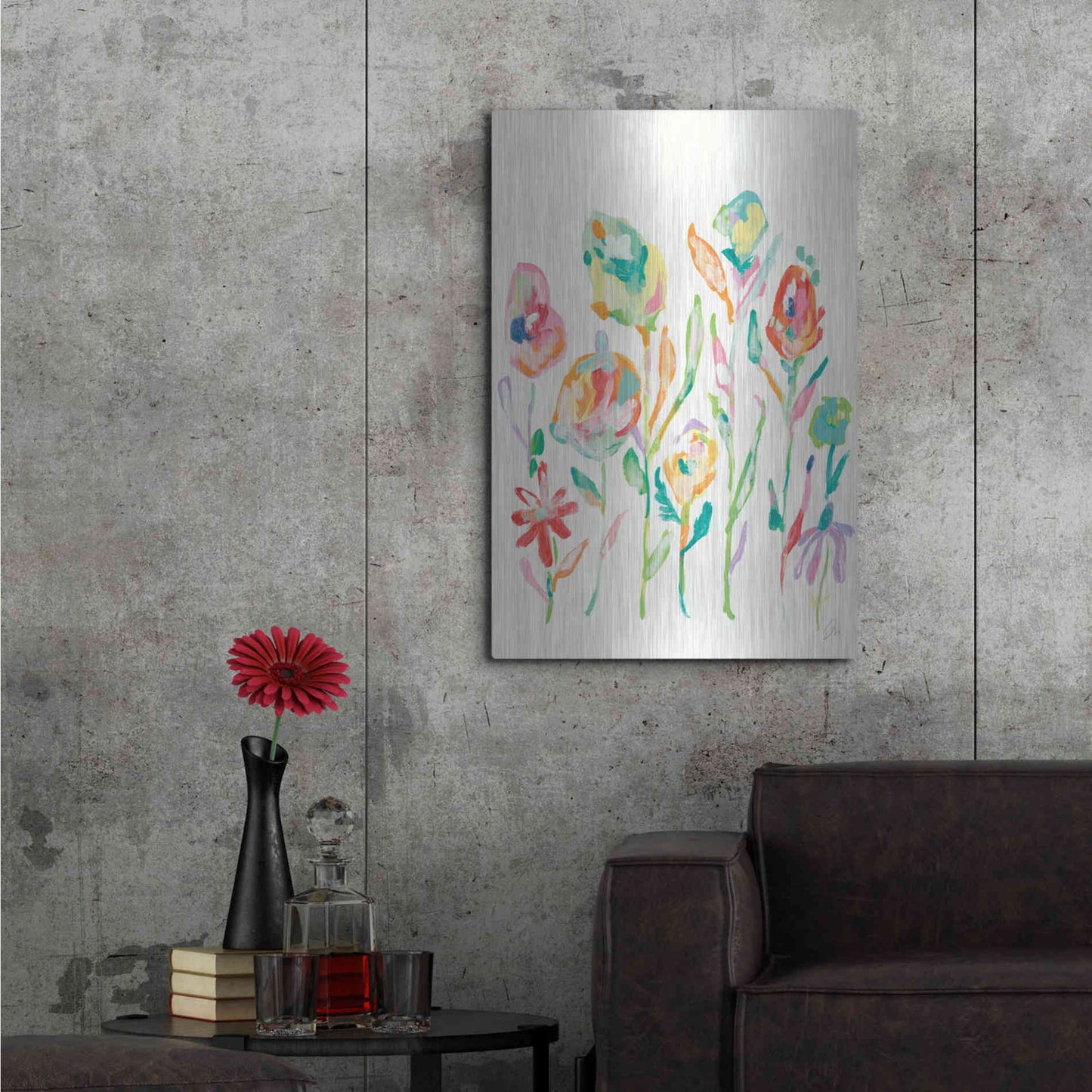 Luxe Metal Art 'Mod Flowers I' by Jessica Mingo, Metal Wall Art,24x36