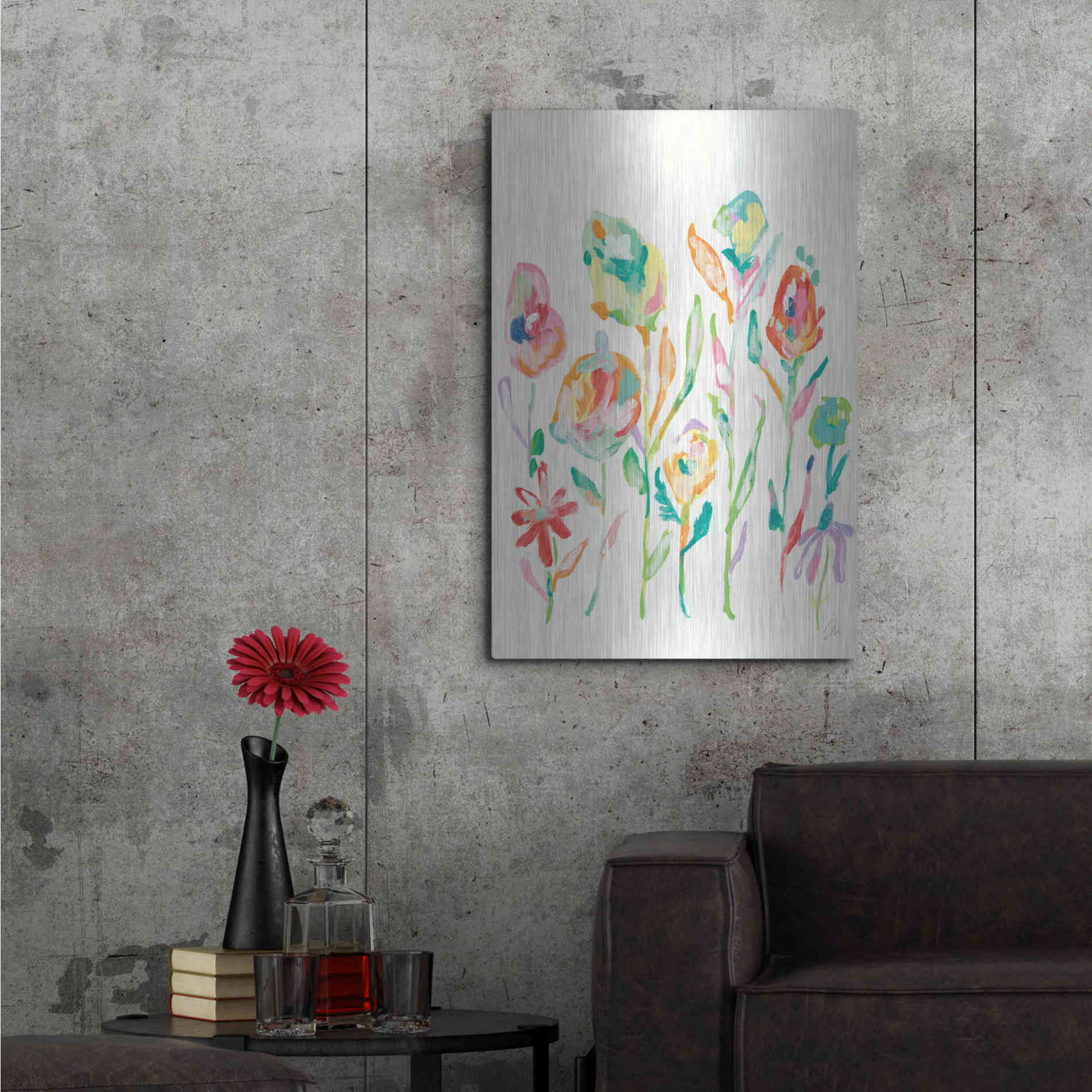 Luxe Metal Art 'Mod Flowers I' by Jessica Mingo, Metal Wall Art,24x36
