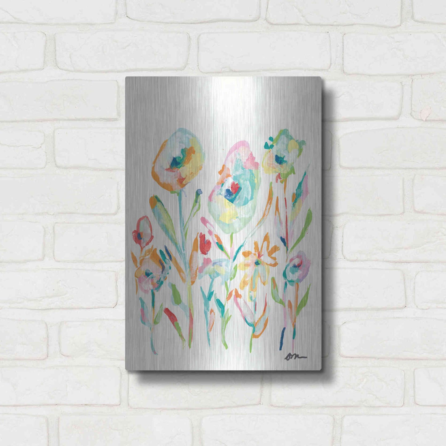 Luxe Metal Art 'Mod Flowers II' by Jessica Mingo, Metal Wall Art,12x16