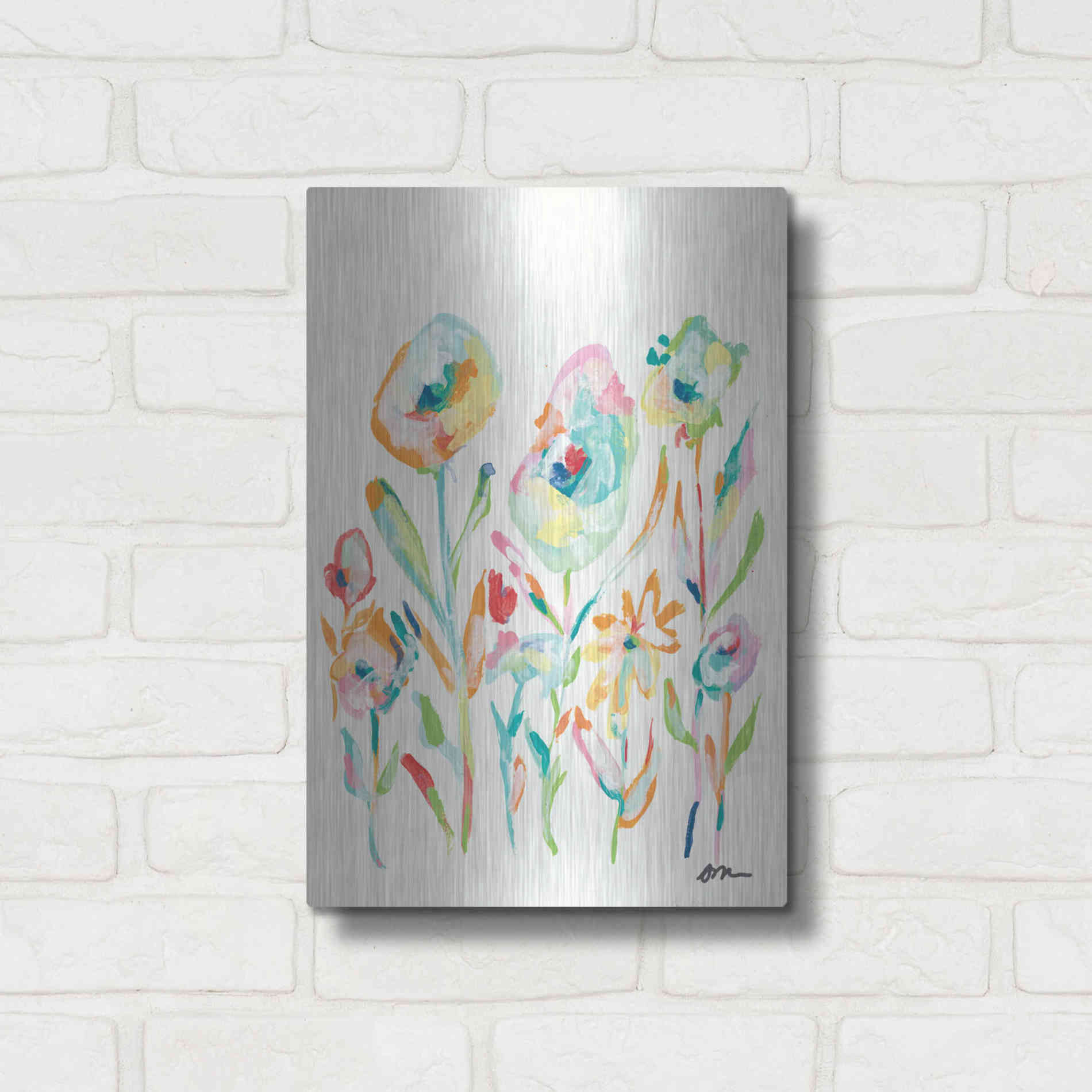 Luxe Metal Art 'Mod Flowers II' by Jessica Mingo, Metal Wall Art,12x16
