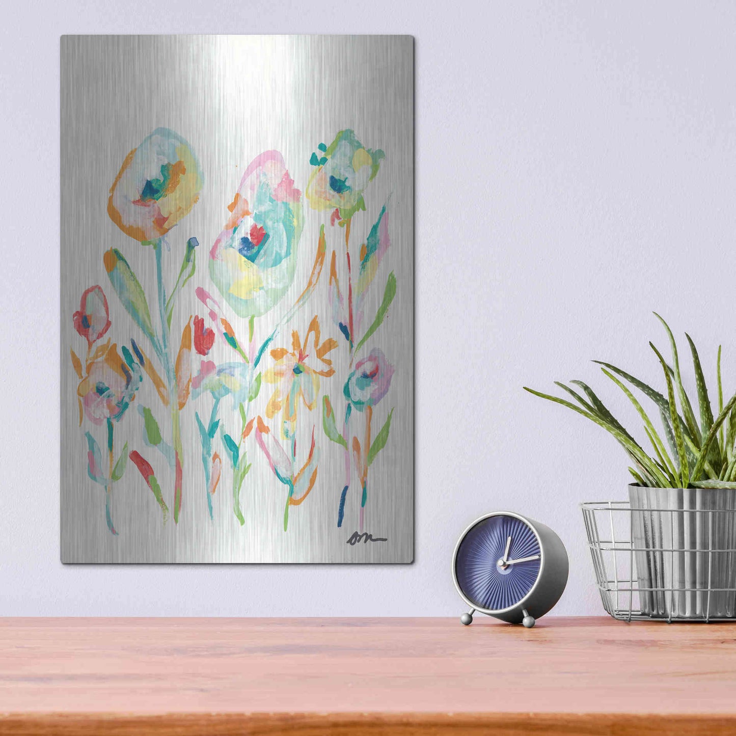Luxe Metal Art 'Mod Flowers II' by Jessica Mingo, Metal Wall Art,12x16