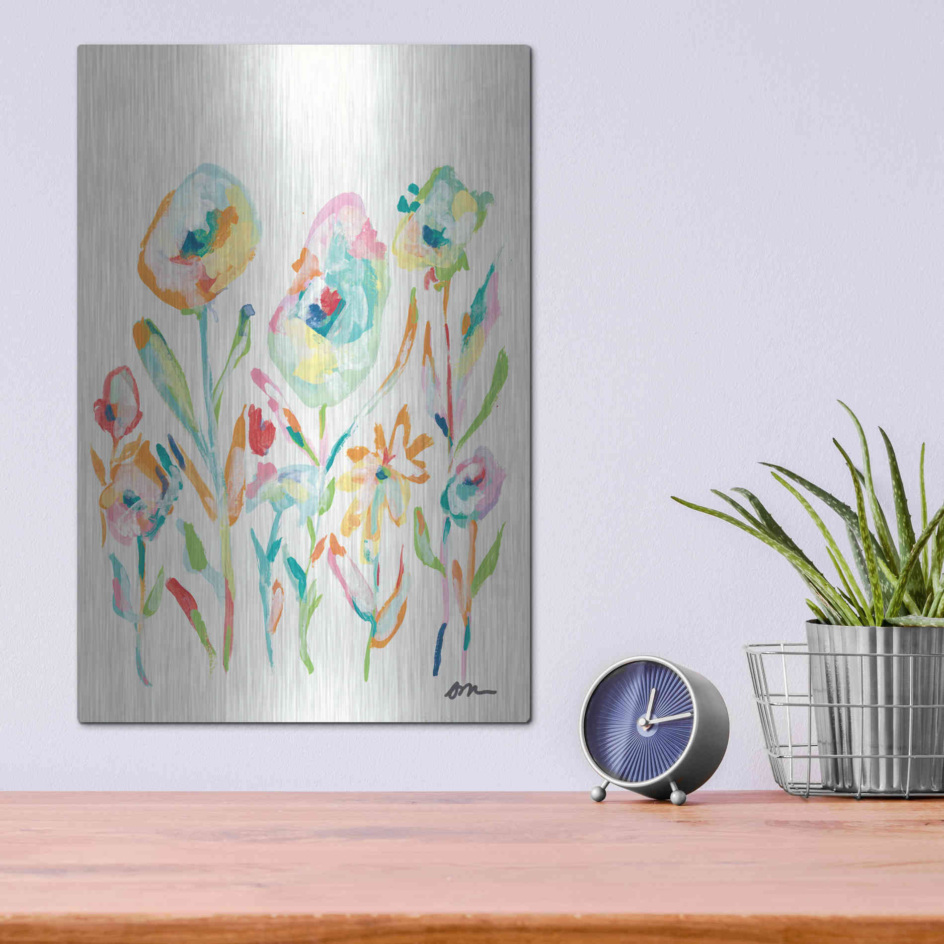 Luxe Metal Art 'Mod Flowers II' by Jessica Mingo, Metal Wall Art,12x16
