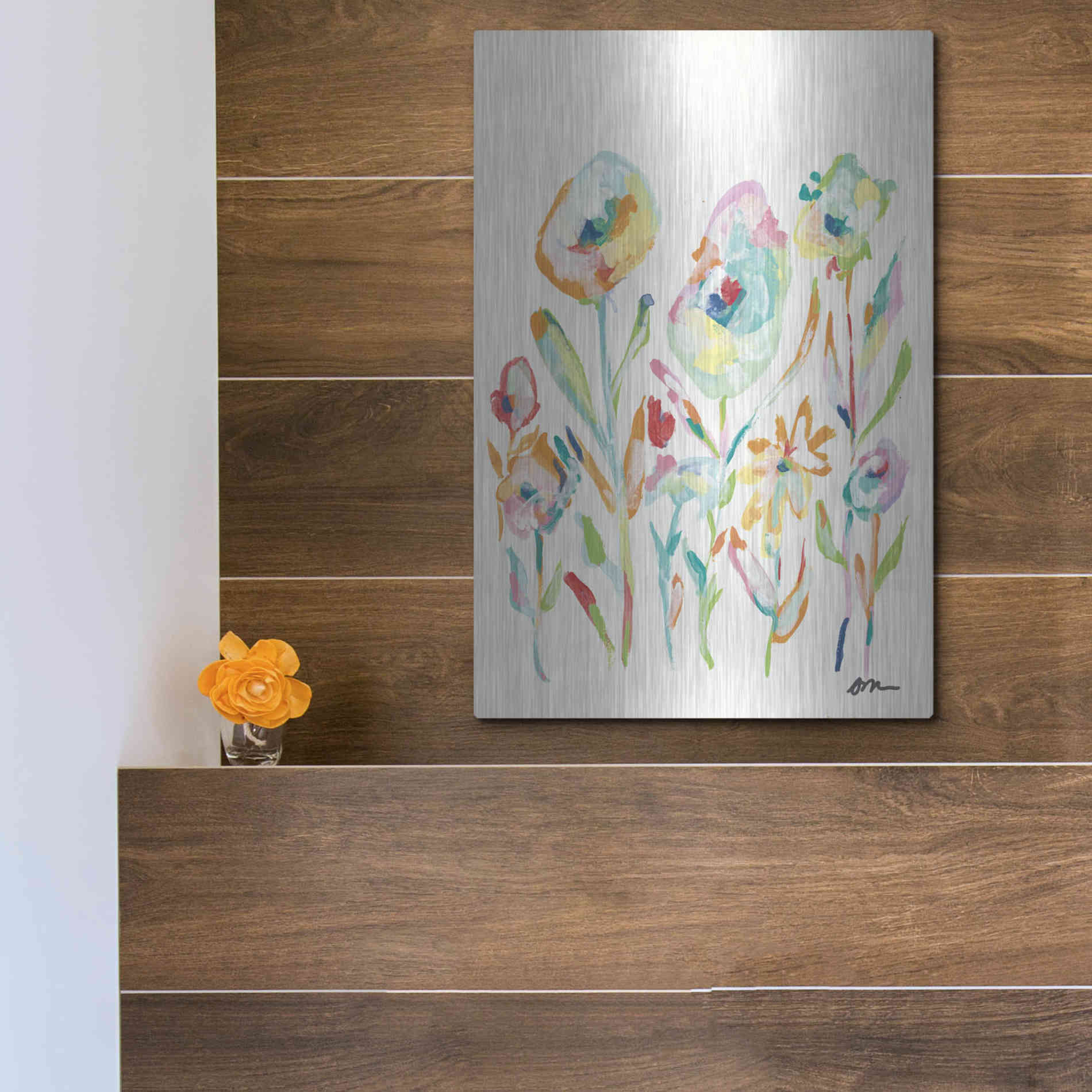 Luxe Metal Art 'Mod Flowers II' by Jessica Mingo, Metal Wall Art,12x16