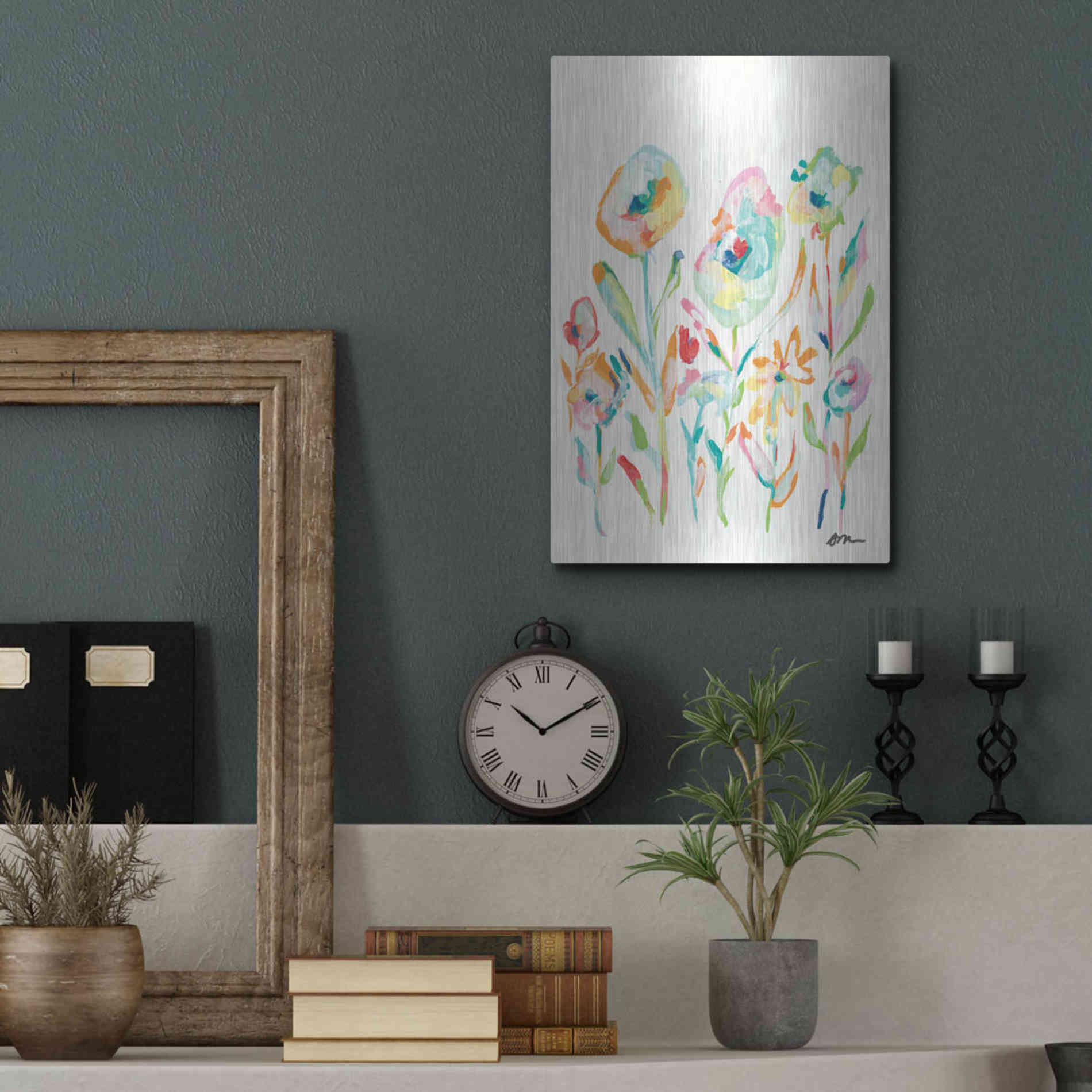 Luxe Metal Art 'Mod Flowers II' by Jessica Mingo, Metal Wall Art,12x16