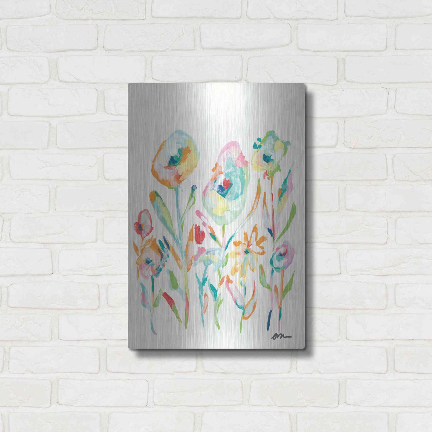 Luxe Metal Art 'Mod Flowers II' by Jessica Mingo, Metal Wall Art,16x24