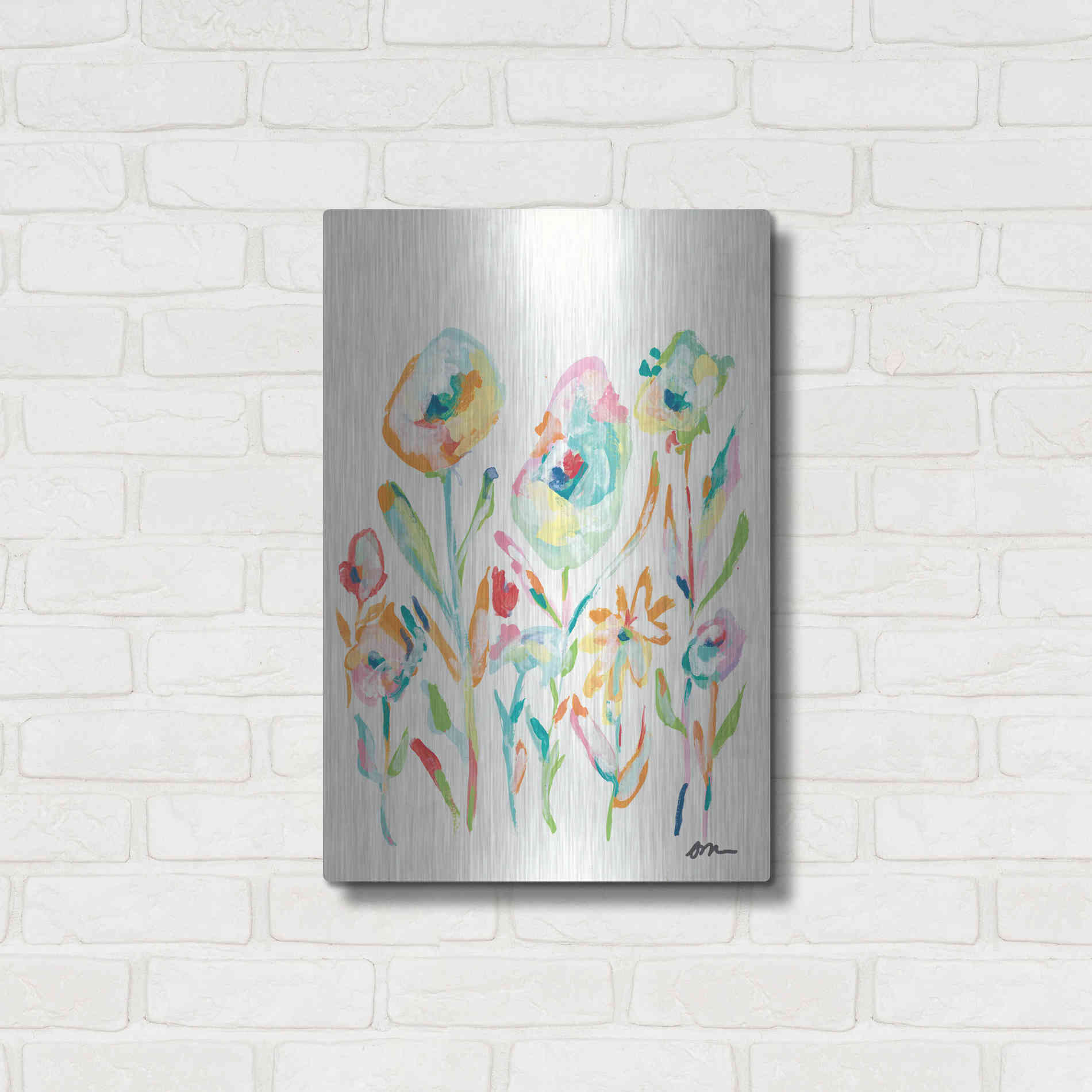 Luxe Metal Art 'Mod Flowers II' by Jessica Mingo, Metal Wall Art,16x24