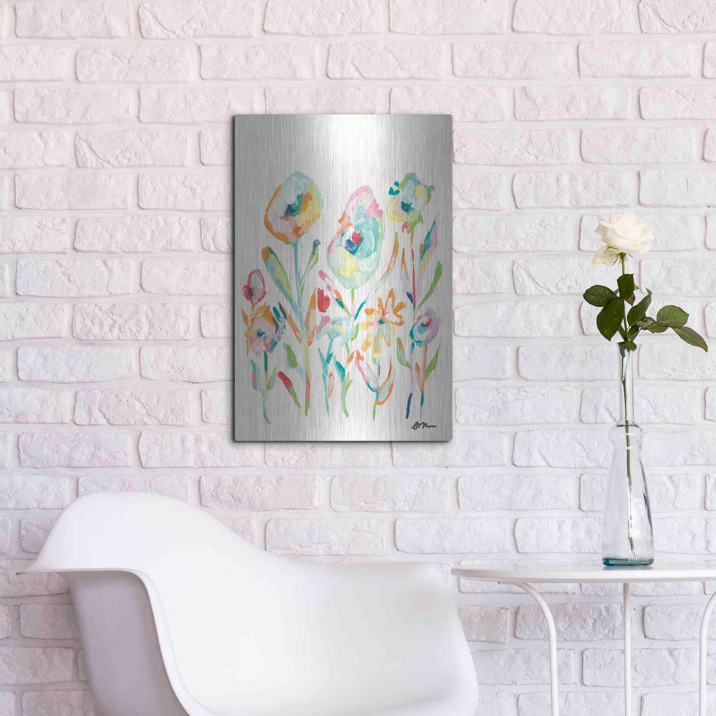 Luxe Metal Art 'Mod Flowers II' by Jessica Mingo, Metal Wall Art,16x24
