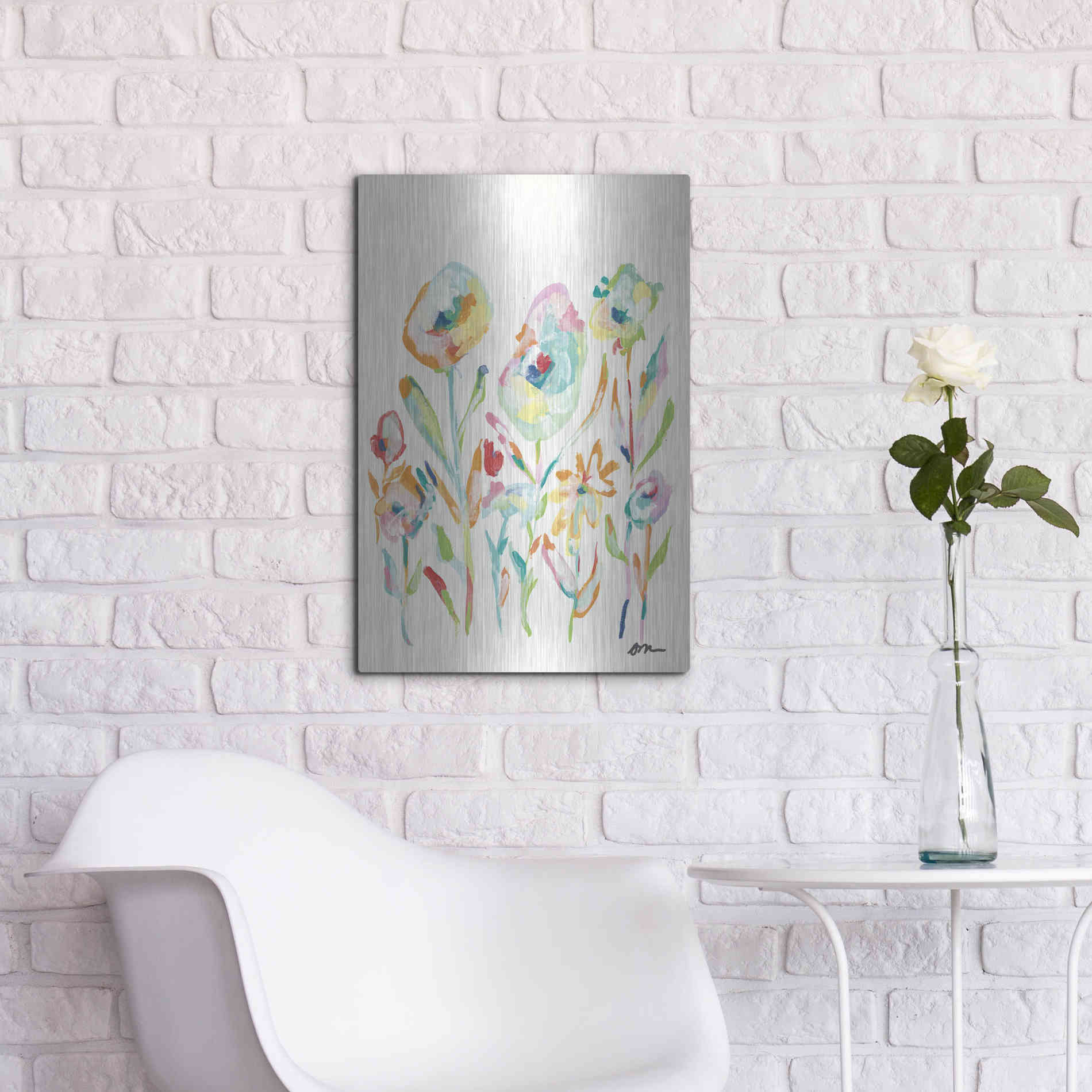 Luxe Metal Art 'Mod Flowers II' by Jessica Mingo, Metal Wall Art,16x24