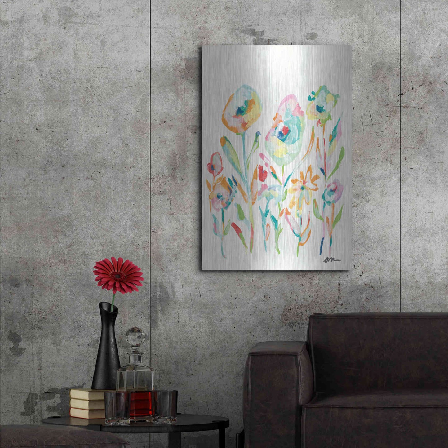 Luxe Metal Art 'Mod Flowers II' by Jessica Mingo, Metal Wall Art,24x36