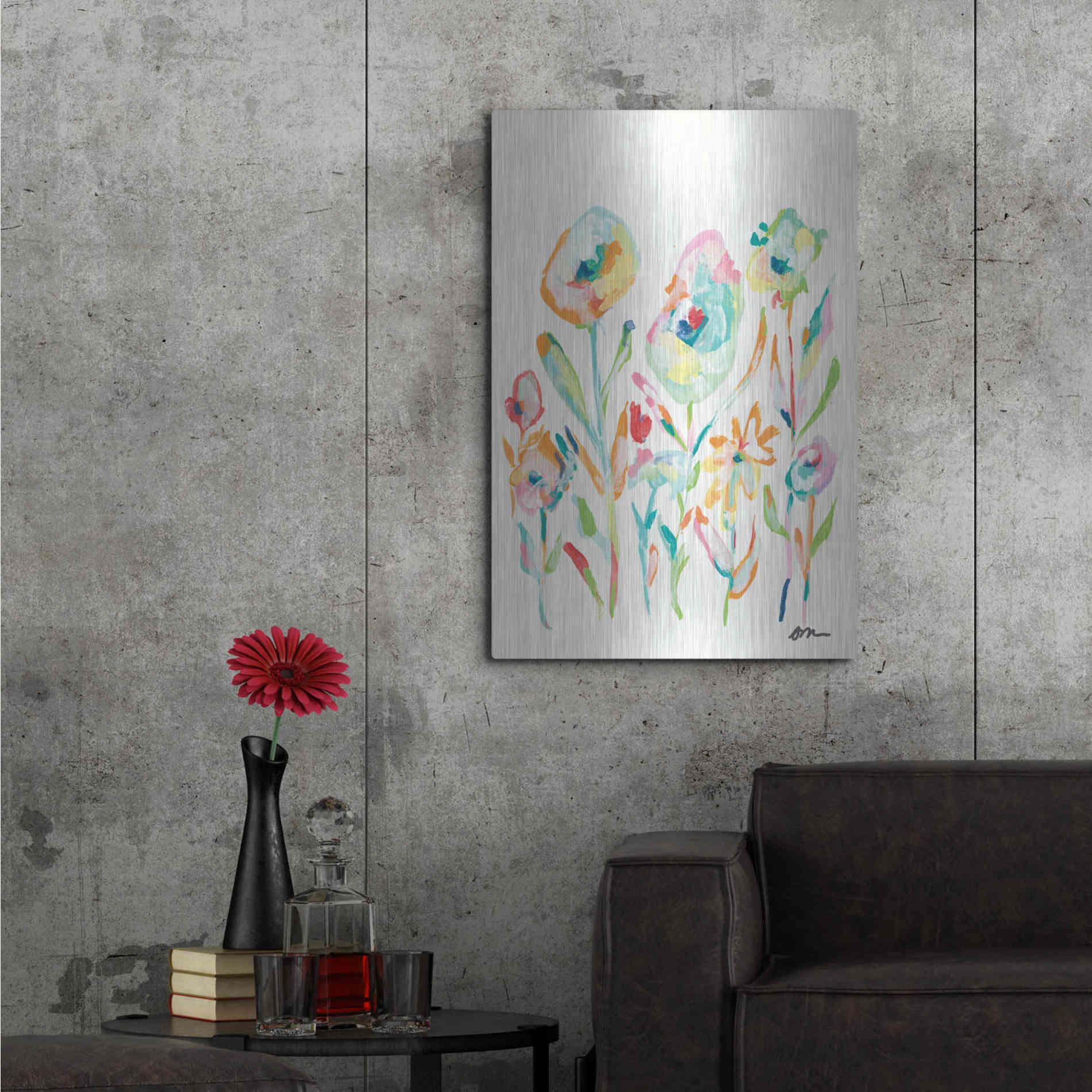 Luxe Metal Art 'Mod Flowers II' by Jessica Mingo, Metal Wall Art,24x36