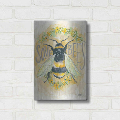 Luxe Metal Art 'Save the Bees' by Jessica Mingo, Metal Wall Art,12x16