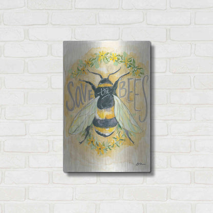 Luxe Metal Art 'Save the Bees' by Jessica Mingo, Metal Wall Art,16x24