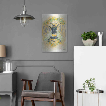 Luxe Metal Art 'Save the Bees' by Jessica Mingo, Metal Wall Art,16x24