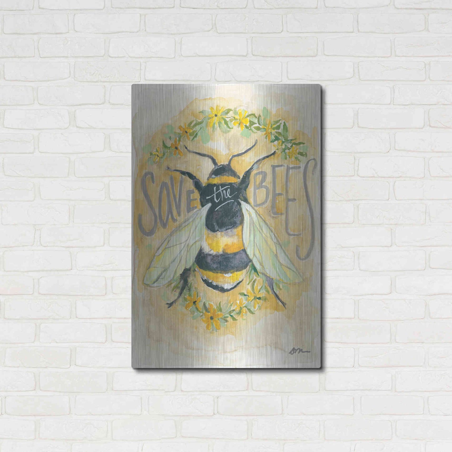 Luxe Metal Art 'Save the Bees' by Jessica Mingo, Metal Wall Art,24x36