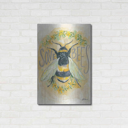 Luxe Metal Art 'Save the Bees' by Jessica Mingo, Metal Wall Art,24x36