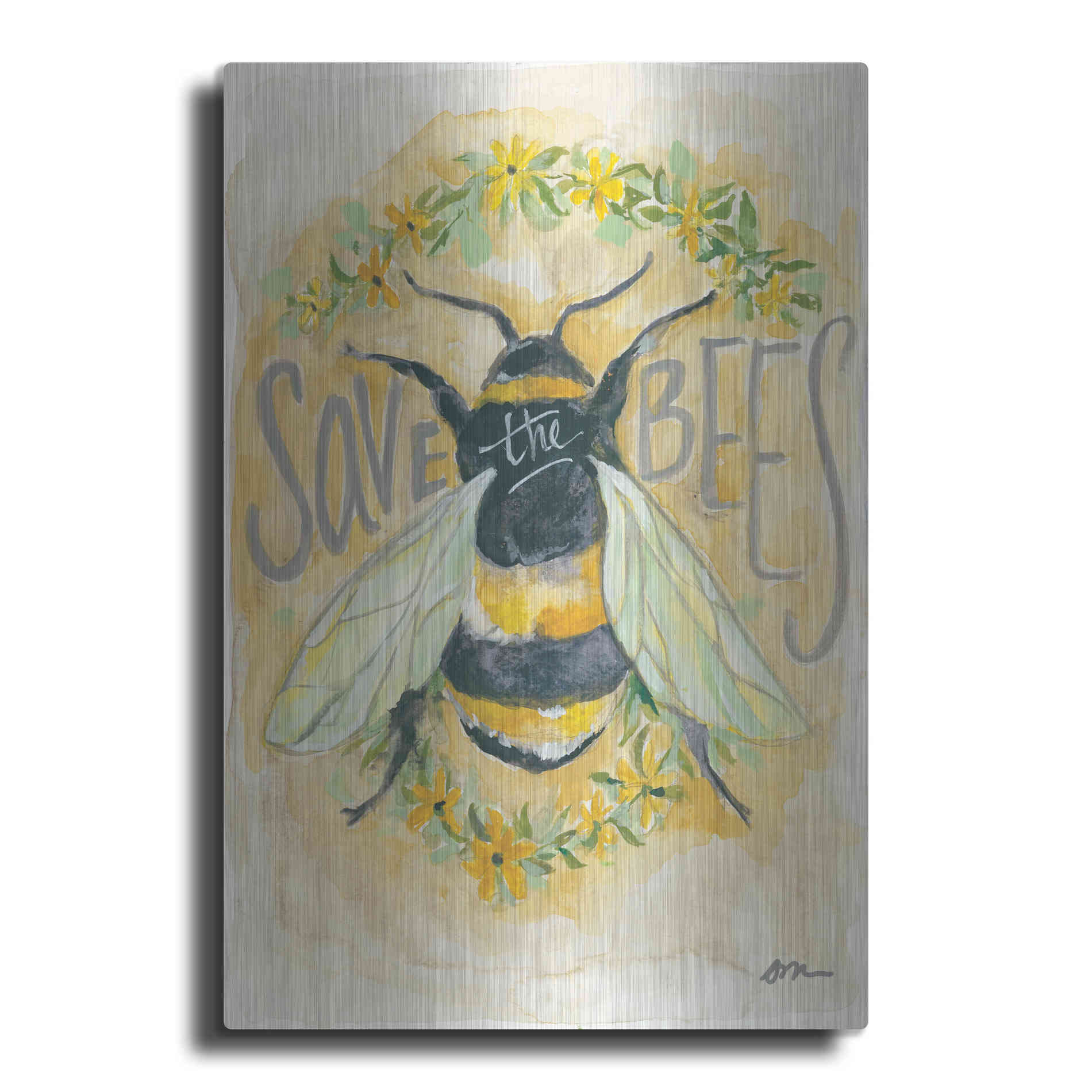 Luxe Metal Art 'Save the Bees' by Jessica Mingo, Metal Wall Art