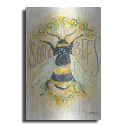 Luxe Metal Art 'Save the Bees' by Jessica Mingo, Metal Wall Art
