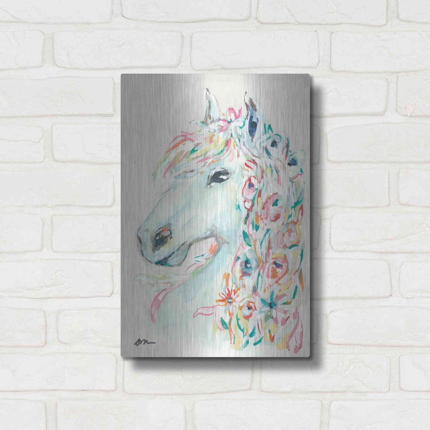 Luxe Metal Art 'Pony Rose' by Jessica Mingo, Metal Wall Art,12x16