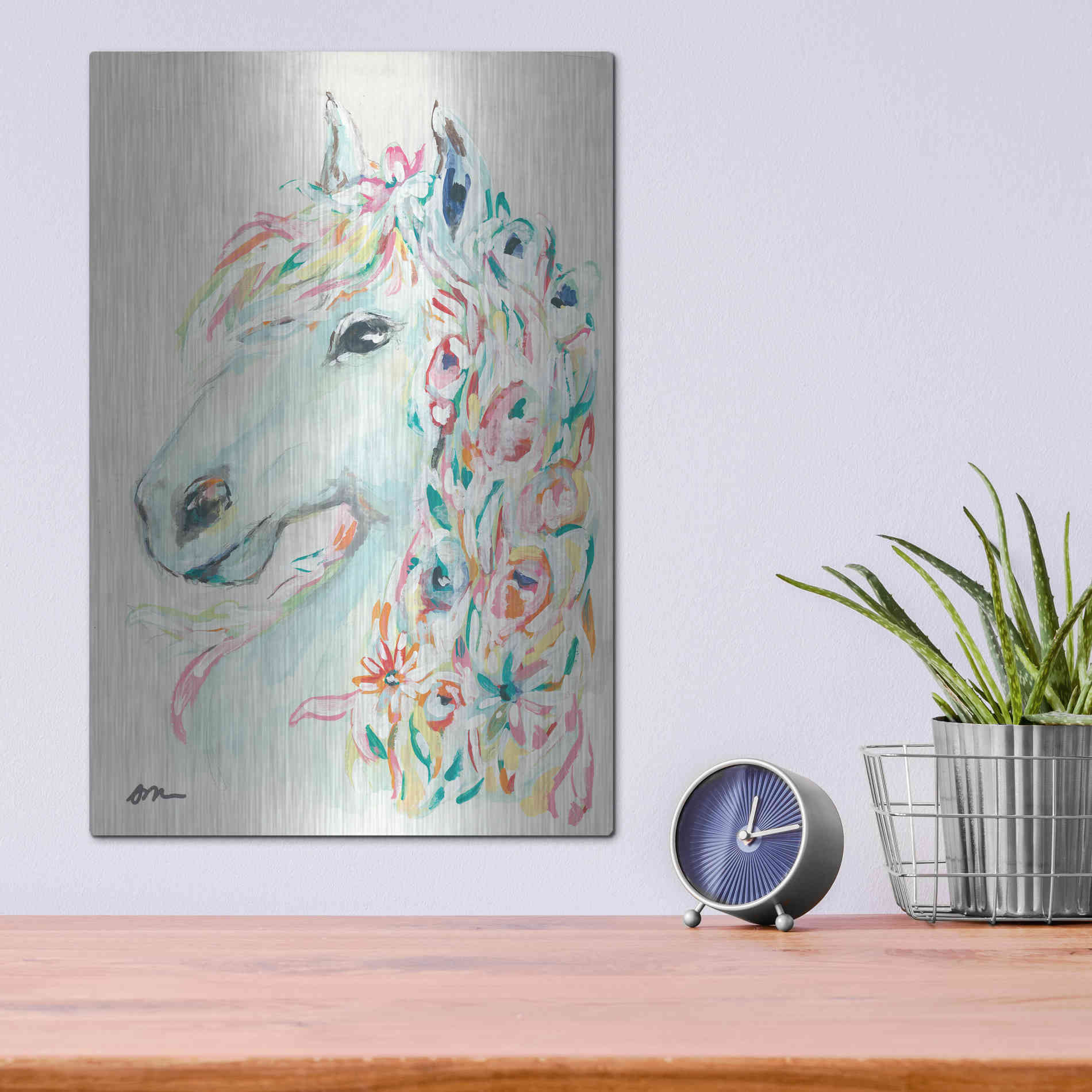 Luxe Metal Art 'Pony Rose' by Jessica Mingo, Metal Wall Art,12x16