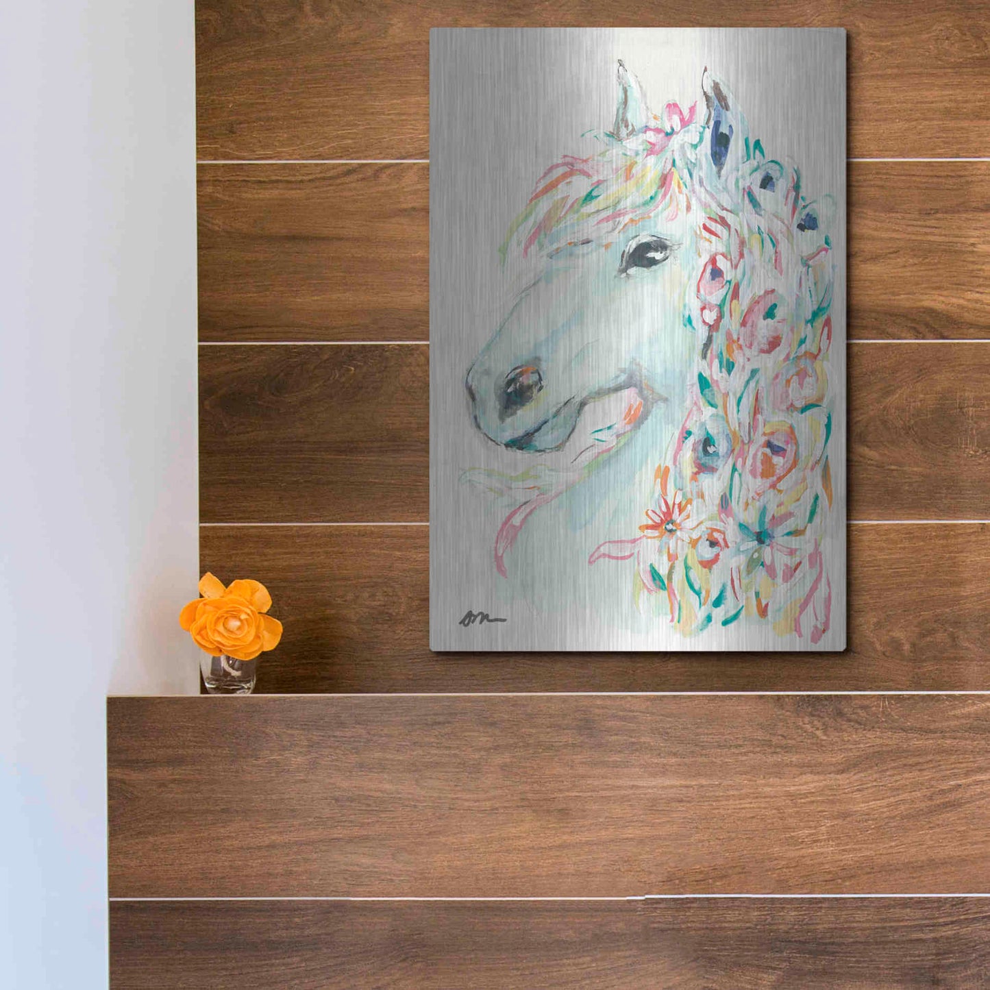 Luxe Metal Art 'Pony Rose' by Jessica Mingo, Metal Wall Art,12x16