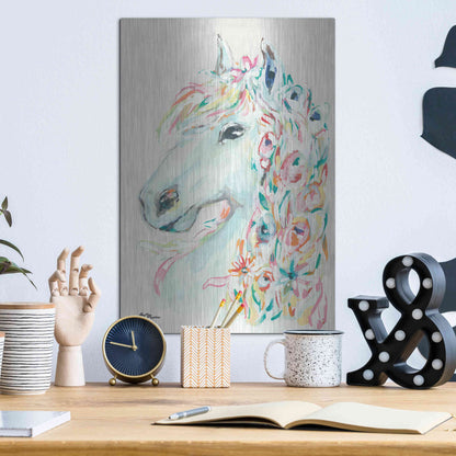 Luxe Metal Art 'Pony Rose' by Jessica Mingo, Metal Wall Art,12x16