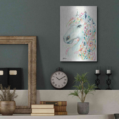 Luxe Metal Art 'Pony Rose' by Jessica Mingo, Metal Wall Art,12x16