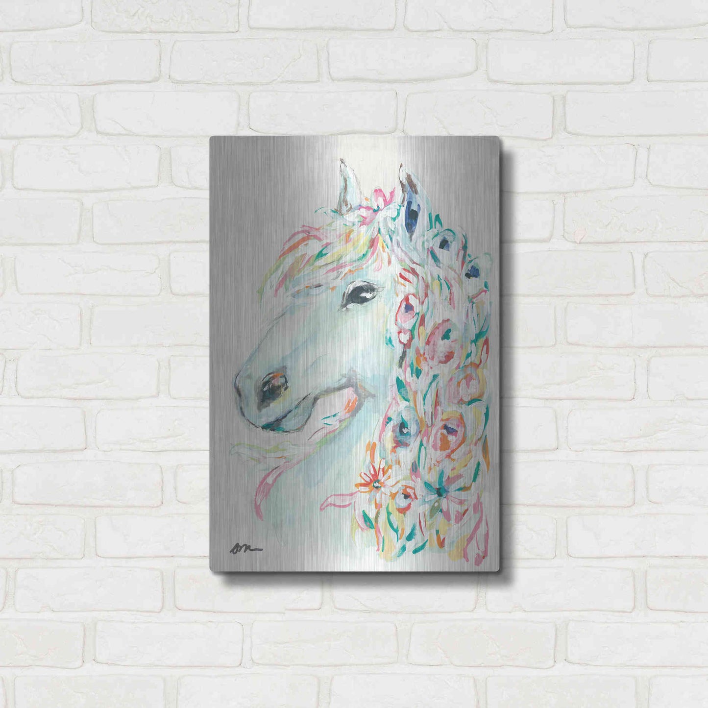 Luxe Metal Art 'Pony Rose' by Jessica Mingo, Metal Wall Art,16x24