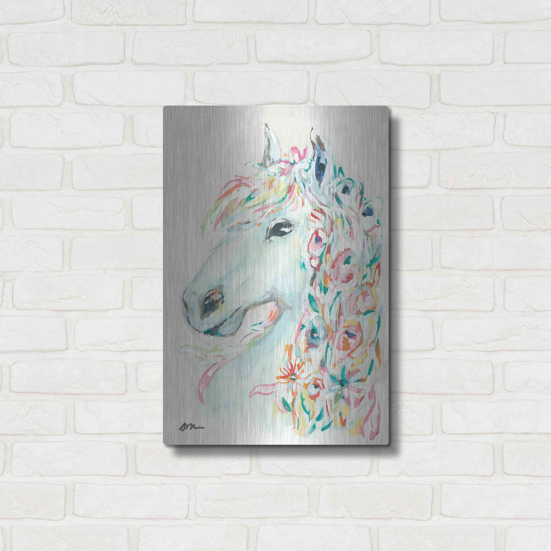 Luxe Metal Art 'Pony Rose' by Jessica Mingo, Metal Wall Art,16x24