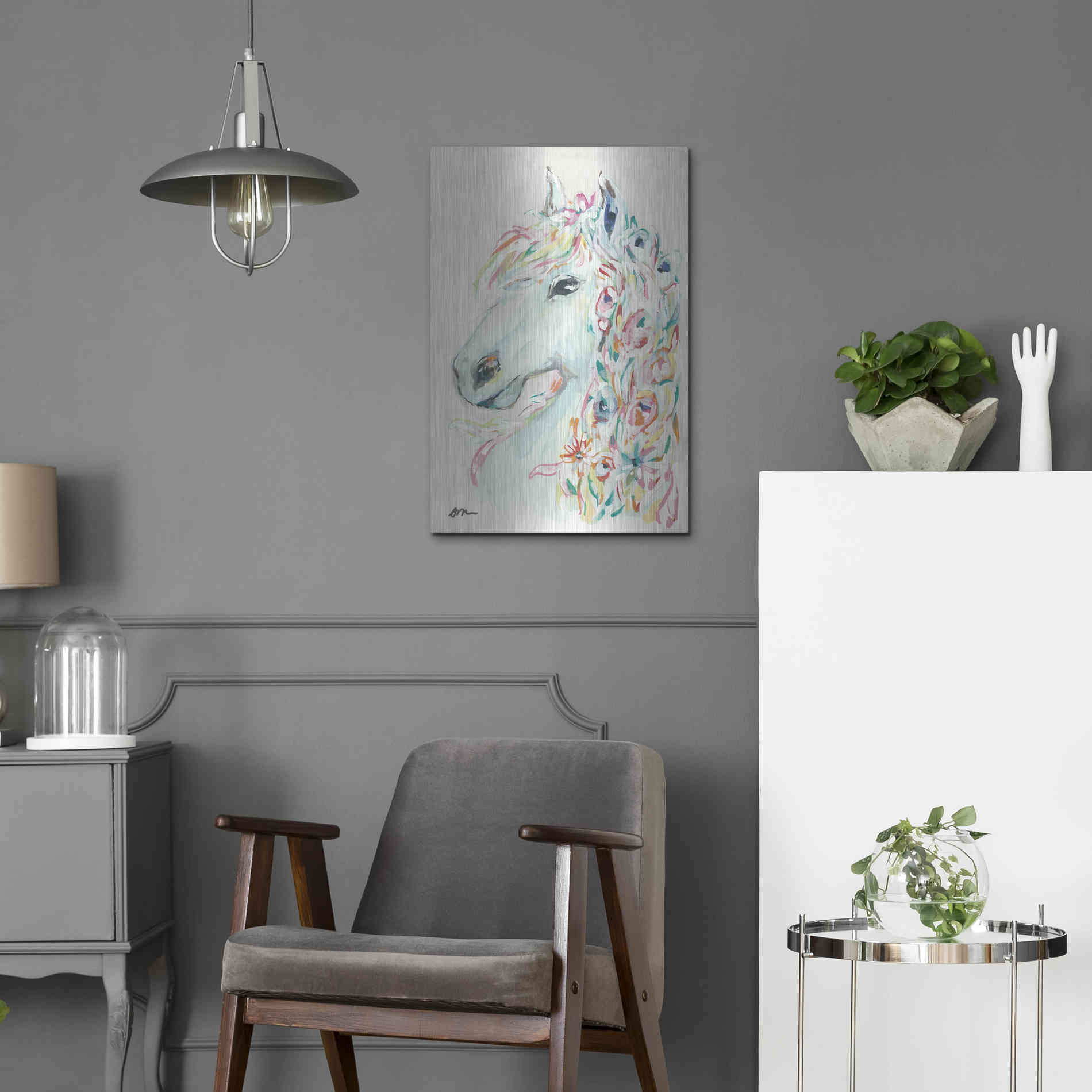 Luxe Metal Art 'Pony Rose' by Jessica Mingo, Metal Wall Art,16x24