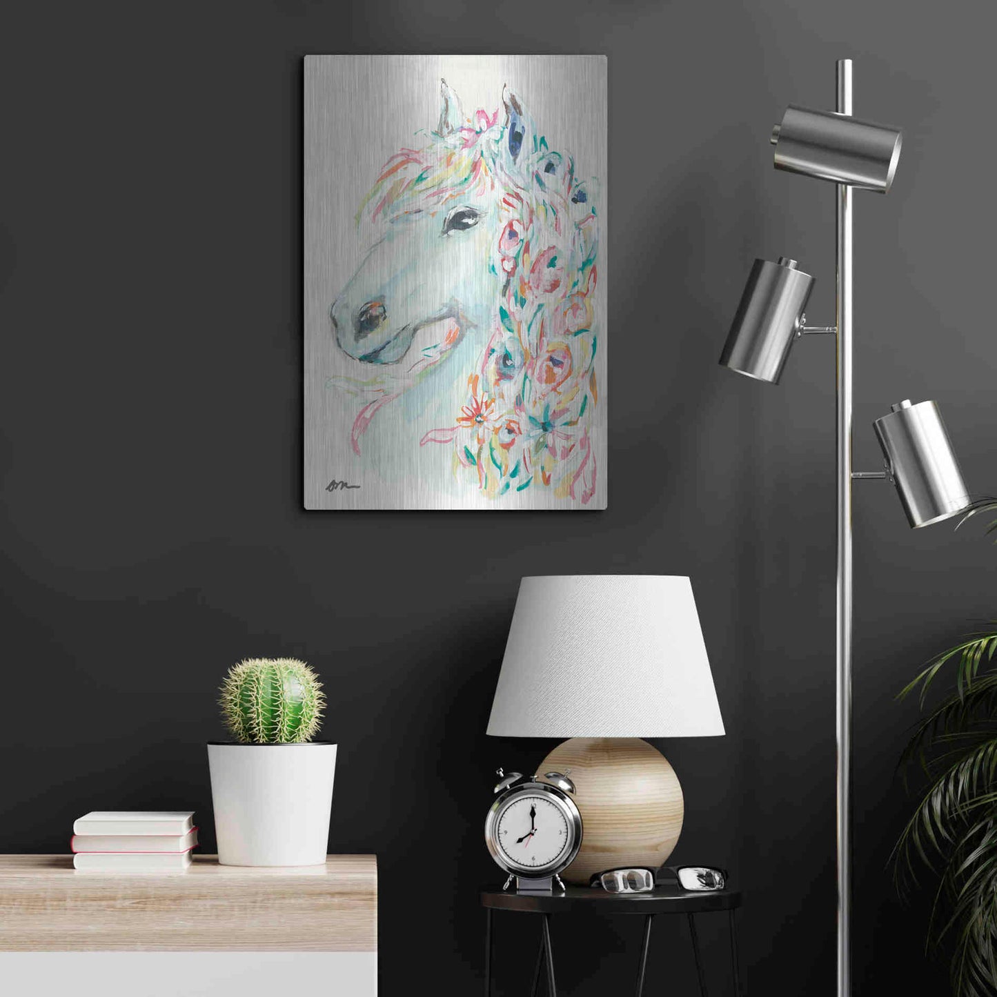 Luxe Metal Art 'Pony Rose' by Jessica Mingo, Metal Wall Art,16x24