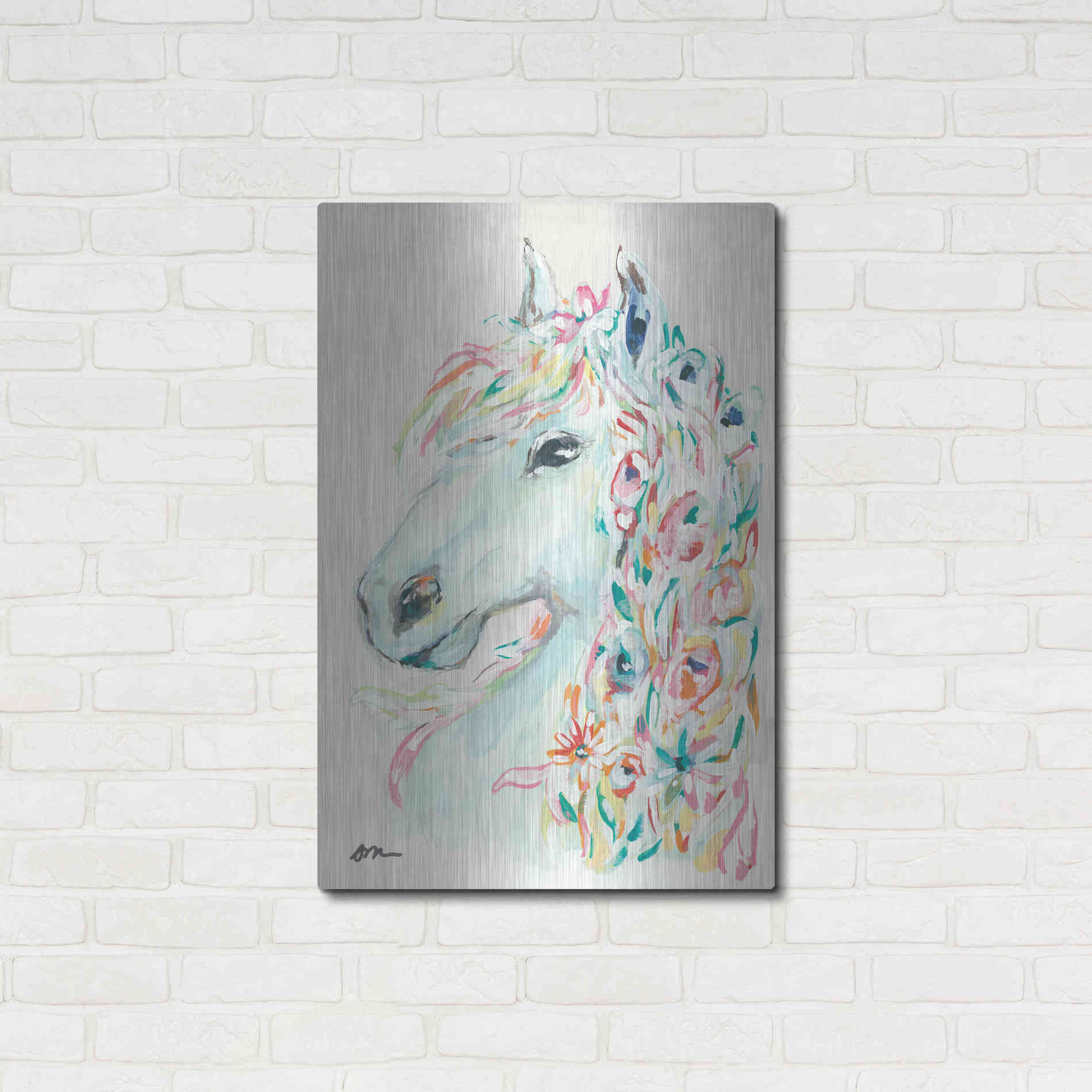 Luxe Metal Art 'Pony Rose' by Jessica Mingo, Metal Wall Art,24x36