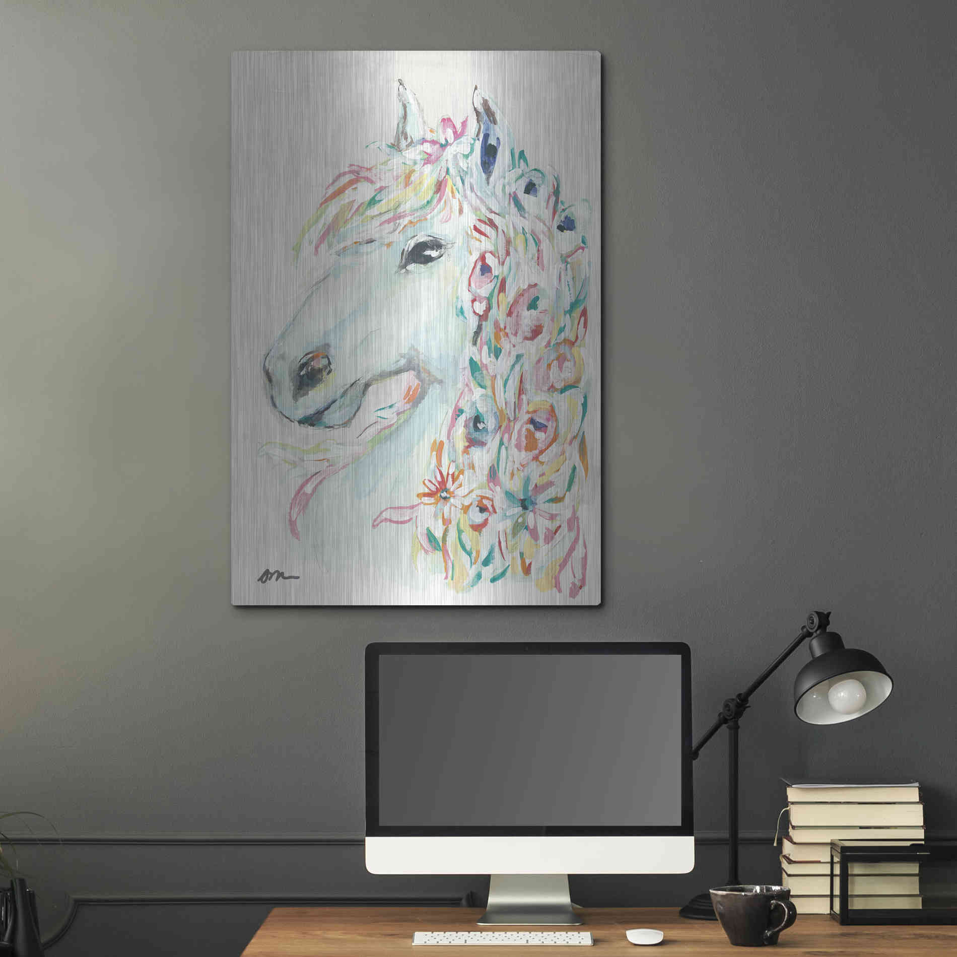 Luxe Metal Art 'Pony Rose' by Jessica Mingo, Metal Wall Art,24x36