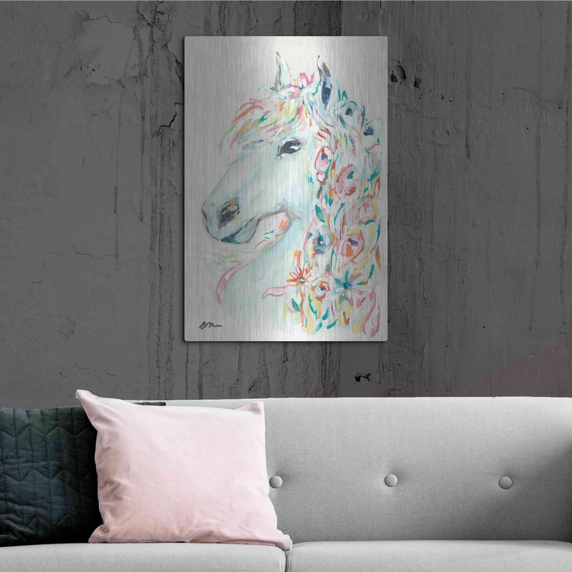 Luxe Metal Art 'Pony Rose' by Jessica Mingo, Metal Wall Art,24x36