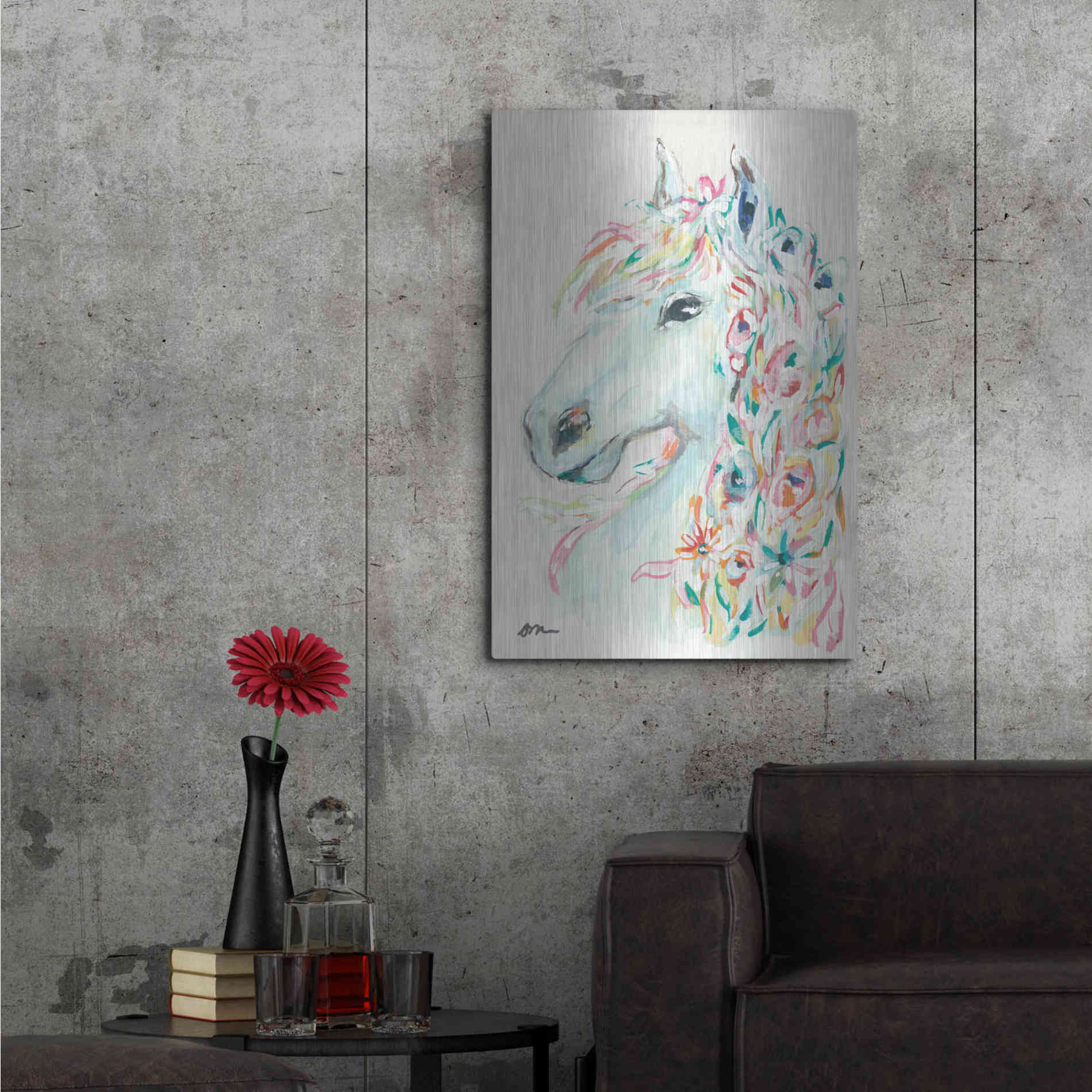 Luxe Metal Art 'Pony Rose' by Jessica Mingo, Metal Wall Art,24x36