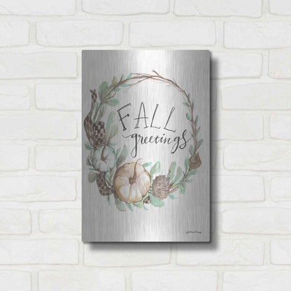 Luxe Metal Art 'Fall Greetings' by Jessica Mingo, Metal Wall Art,12x16