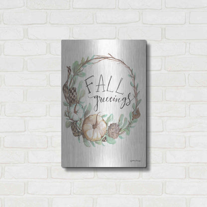 Luxe Metal Art 'Fall Greetings' by Jessica Mingo, Metal Wall Art,16x24
