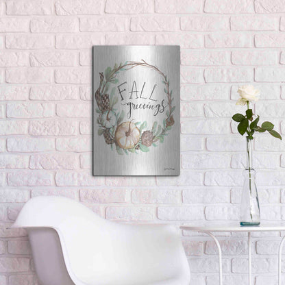 Luxe Metal Art 'Fall Greetings' by Jessica Mingo, Metal Wall Art,16x24