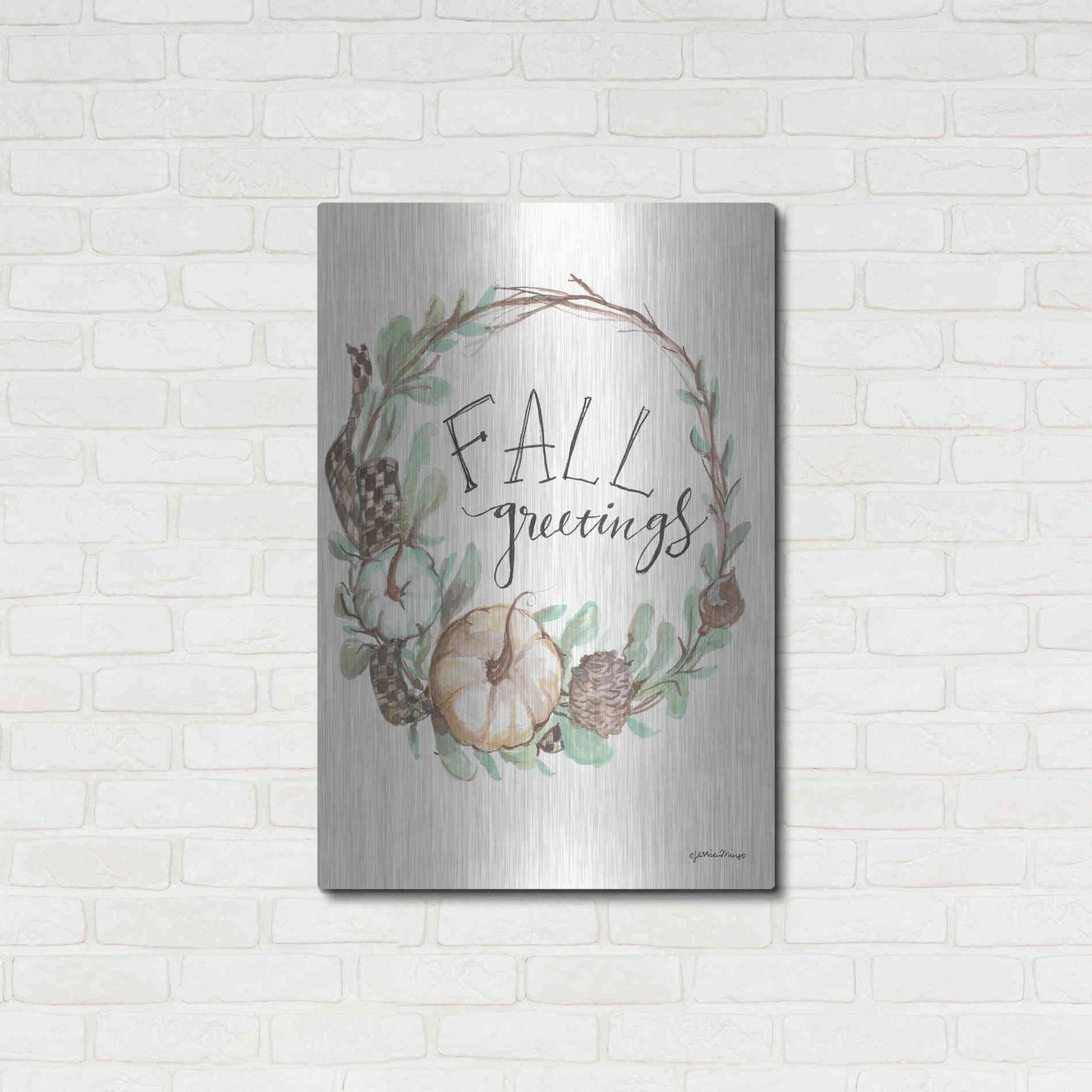 Luxe Metal Art 'Fall Greetings' by Jessica Mingo, Metal Wall Art,24x36