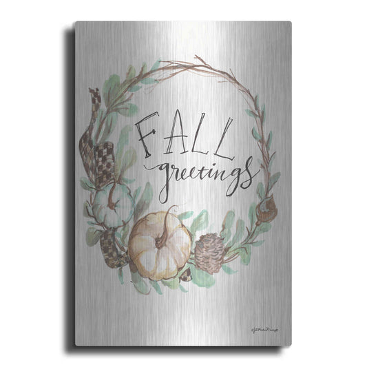 Luxe Metal Art 'Fall Greetings' by Jessica Mingo, Metal Wall Art