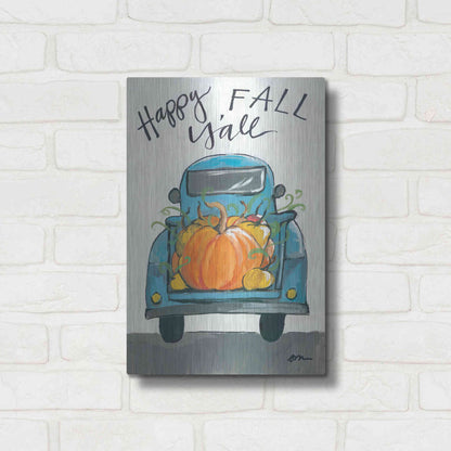 Luxe Metal Art 'Happy Fall Y'all Truck' by Jessica Mingo, Metal Wall Art,12x16