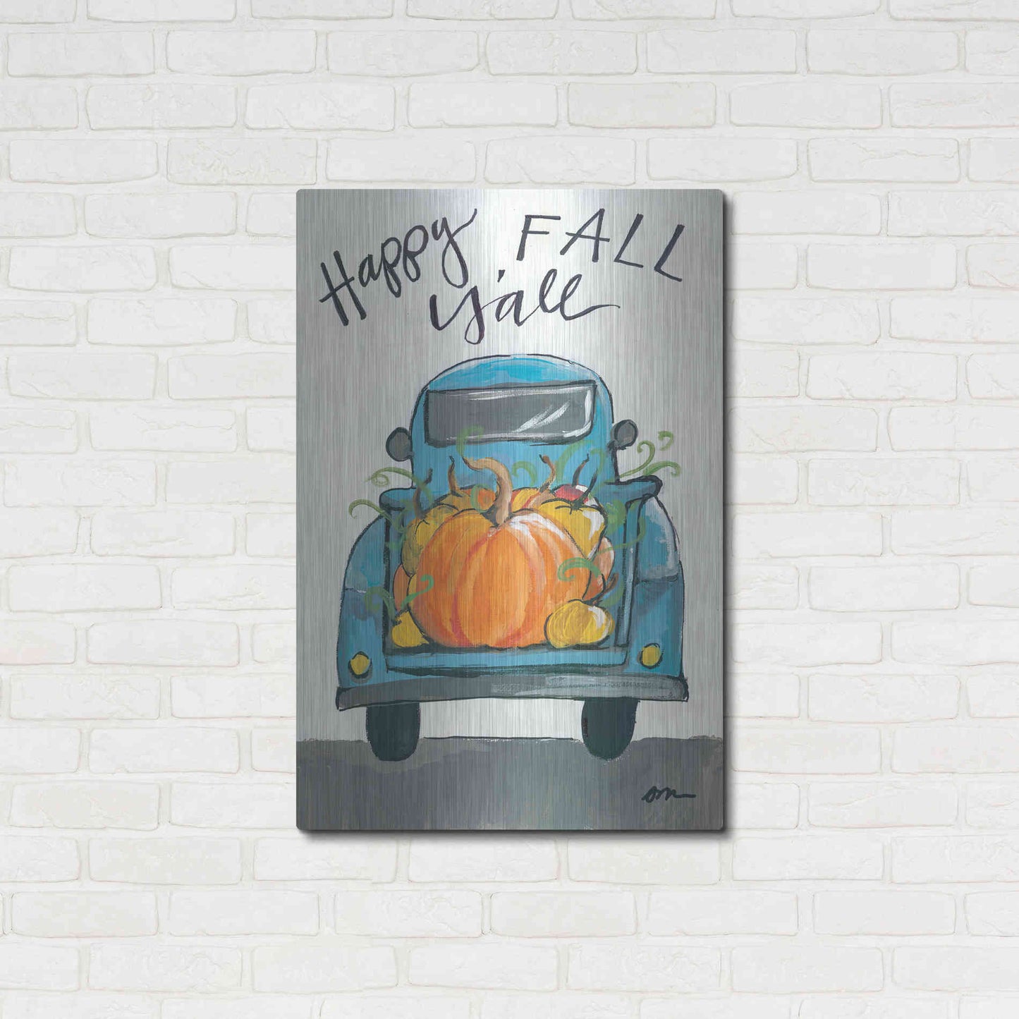 Luxe Metal Art 'Happy Fall Y'all Truck' by Jessica Mingo, Metal Wall Art,24x36