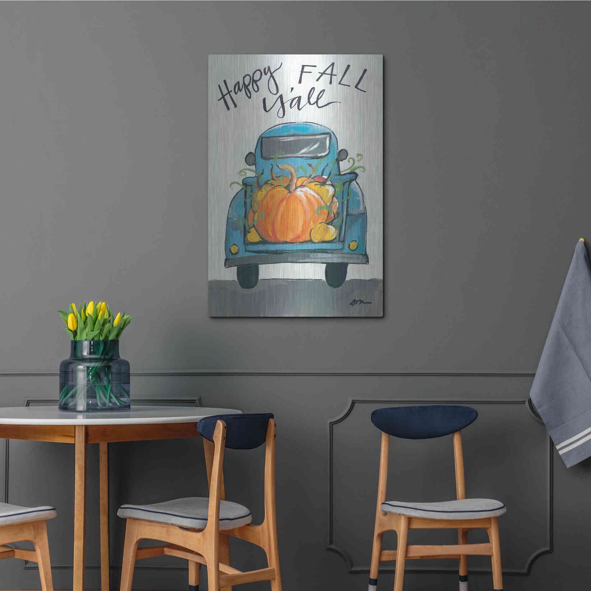 Luxe Metal Art 'Happy Fall Y'all Truck' by Jessica Mingo, Metal Wall Art,24x36
