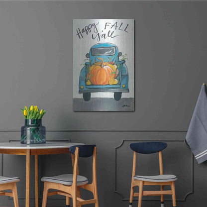 Luxe Metal Art 'Happy Fall Y'all Truck' by Jessica Mingo, Metal Wall Art,24x36