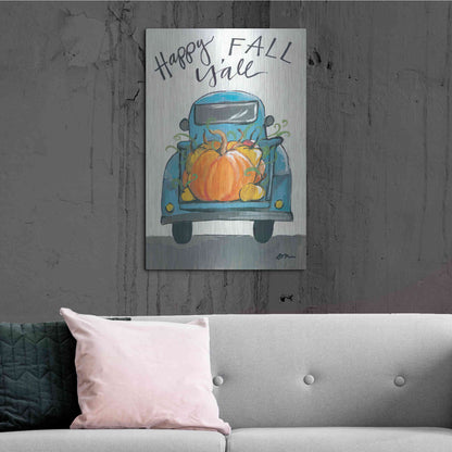 Luxe Metal Art 'Happy Fall Y'all Truck' by Jessica Mingo, Metal Wall Art,24x36